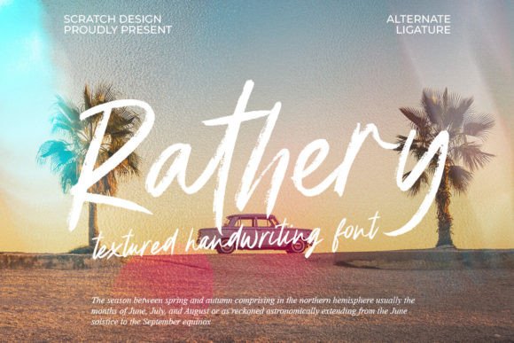 Rathery Font Review: A Textured Handwritten Typeface for Summer Branding